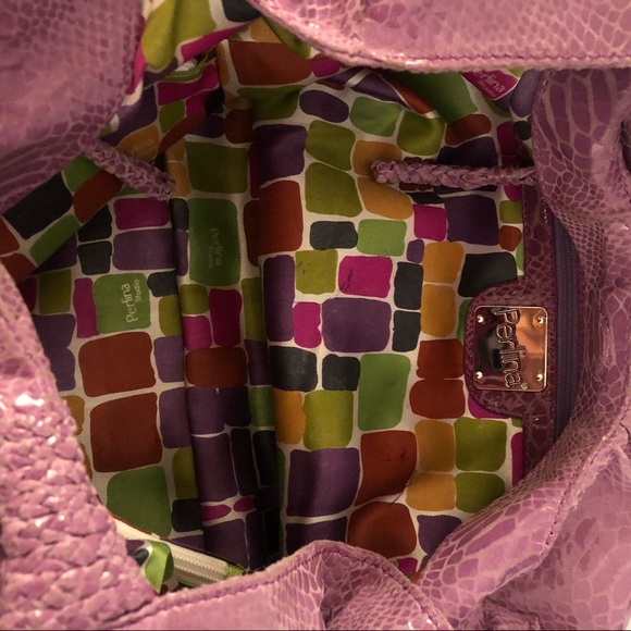 Perlina Lavender Shiny Snakeskin Leather Hobo - Picture 8 of 12